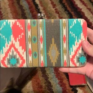 Snap close multi colored wallet
